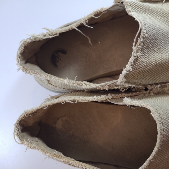 Crocs Santa Cruz Canvas Slip-On Shoes Loafers Men's 9 Tan Khaki Distressed Vibe - Picture 9 of 10